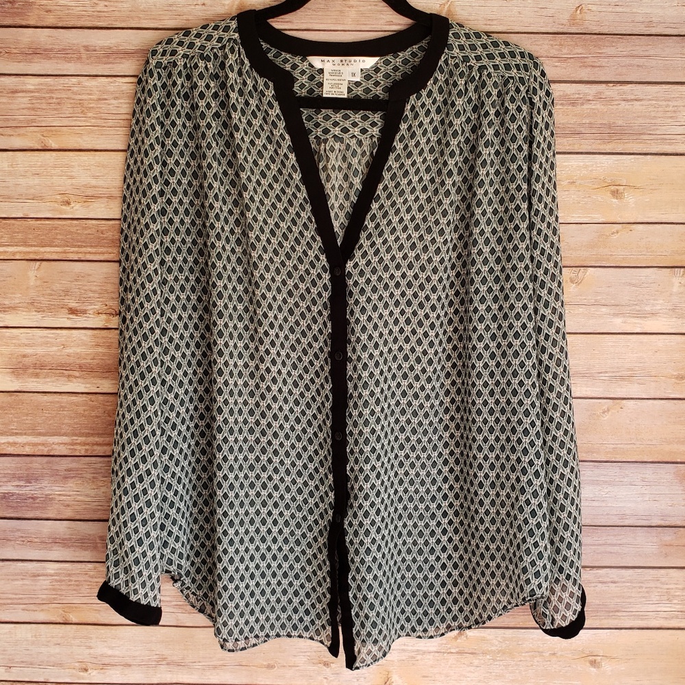 Max Studio Women's Blouse 1X Career Dress EUC